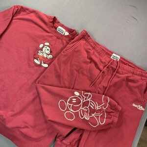 Disney Mickey Mouse Sweatsuit Men 3XL Red Walt Disney World 2 Piece Jogger Set